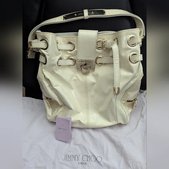 Jimmy Choo | Bags | Jimmy Choo Cream And Gold Backpack  display picture 3
